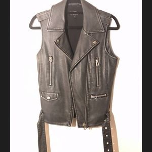 TOPSHOP Gray Faux Leather Vest